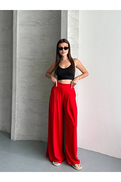 LOKADI Women's High Waist Pleated Wide Leg Pants