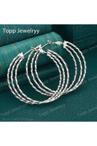 Choice Silver Elegant 925 Sterling Silver Exquisite Simple Multi-Hoop Large H...