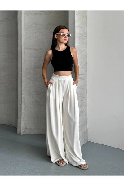 LOKADI Women's High Waist Pleated Wide Leg Pants