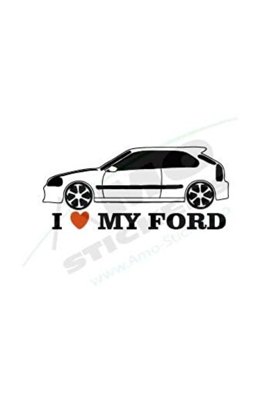 Amo-Stickers Sticker I Love my Ford 25cm Gri inchis