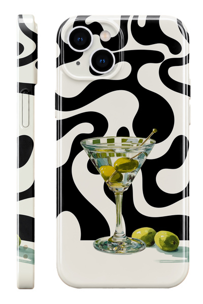 WANNA PROTECT iPhone 14 Martini Protect Slim Parlak Tam Kaplayan Baskı Kamera...