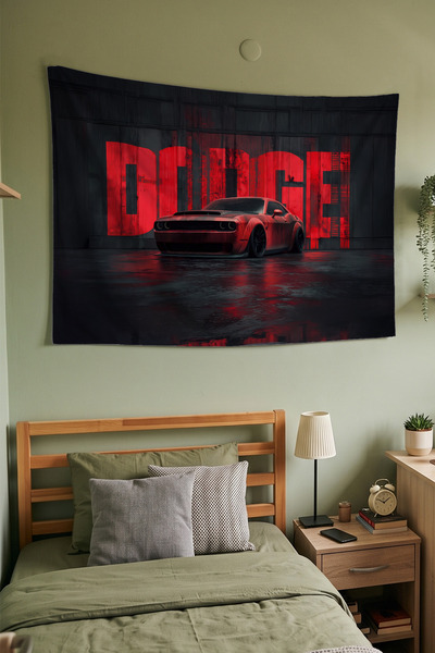Milura Dodge Duvar Örtüsü – Modern Dekoratif Kaliteli Kumaş Tapestry Duvar Ha...