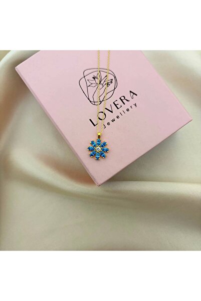 Lovera Jewellery 925 Ayar Gümüş Sertifikalı 14K Gold Renk Papatya Çiçeği Kolye
