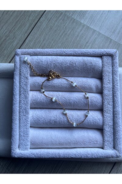 Pel Design Minimal Green Cat's Eye Stone Steel Bracelet Handmade