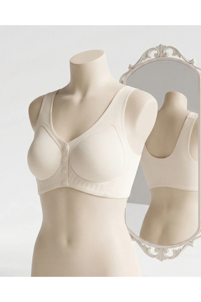 Peony Lingerie TR Kadın Krem Önden Çıtçıtlı Dikişsiz Sütyen Kopçasız Toparlayıcı