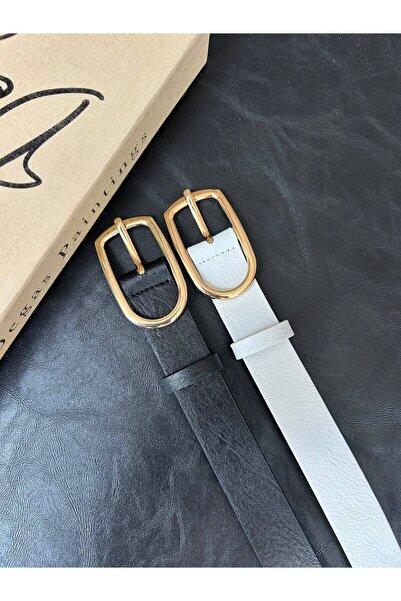 LİA KEMER 2-Pack Mason Oval Gold Buckle Belt Waist Belt Jacket Belt Dress Bel...