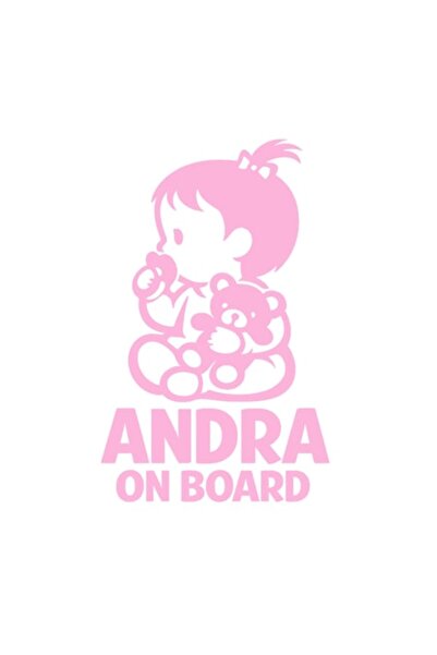 OEM Autocolant decorativ auto  "ANDRA ON BOARD ", 10cm, Roz