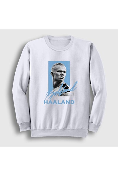 Presmono Unisex White Signature Erling Haaland V2 Football Sweatshirt 615723Tt
