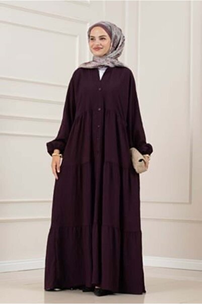 Sevitli Lilyum Fabric Robal Katya Dress-Mürdüm