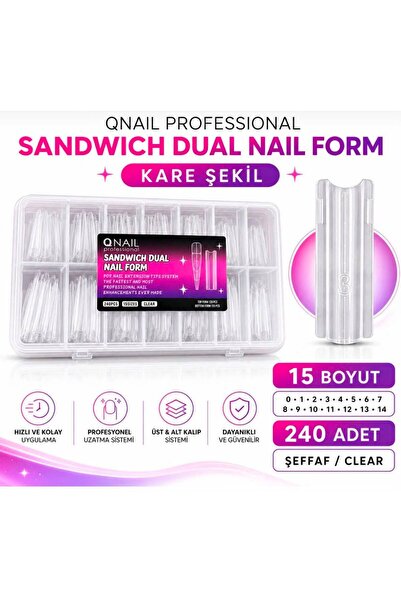 Akali Professional Sandwich Dual Üst Form 240 Adet Şeffaf Protez Tırnak Kalıbı