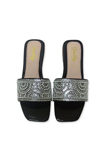 Saudi Step Fashion Square Toe Rhinestone Work Slides for Women, Ergonomic Cus...