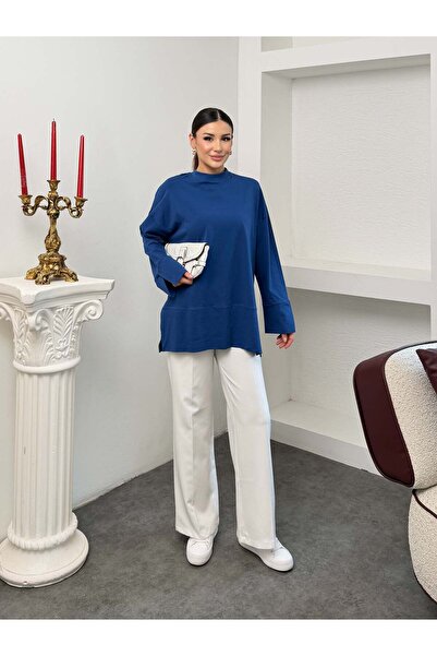 Hatun Atila Tunica de damă cu decolteu rotund, cu mâneci duble pliate, cu fan...