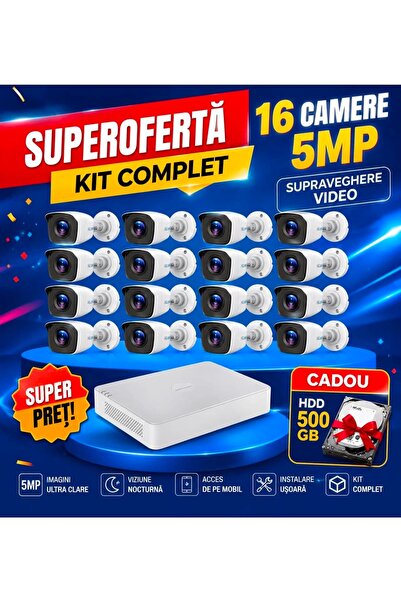 Hikvision Kit / Sistem Supraveghere Profesional 16 Camere Video 5MP FULL HD C...