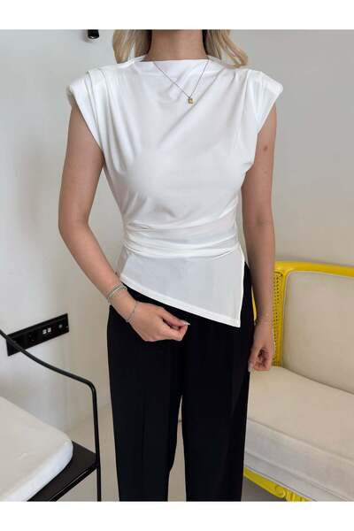Bade Butik White Padded Slit Blouse