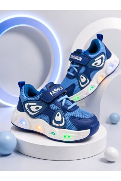 Superbaby Маратонки с LED светлини, Супер морски стил, Текстилни, За момчета,...