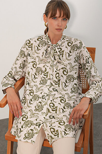 Bigdart Women's Patterned Long Tunic 5998 - Khaki
