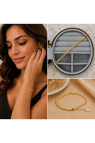Gold Oval Halka Zincir Bileklik