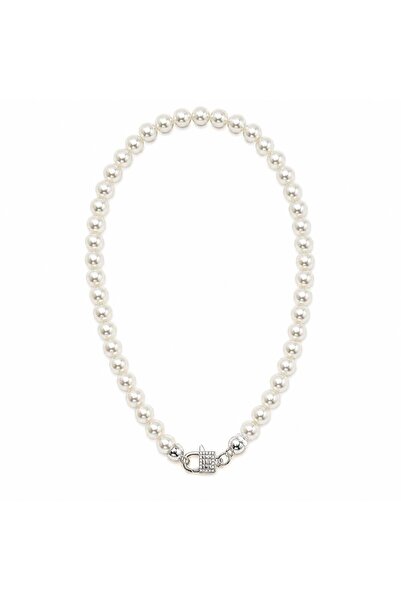 neslyaccessories قلادة من اللؤلؤ مع قفل ببغاء من الحجر