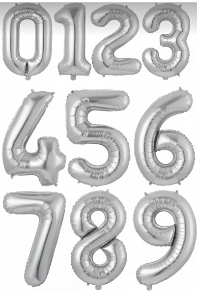 partiora konsept RAKAM FOLYO BALON GÜMÜŞ RENK