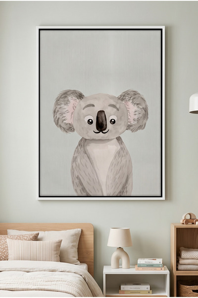 Jasmine Art Minimalist Koala Bear Kids Wall Art | Portrait Framed Canvas Prin...
