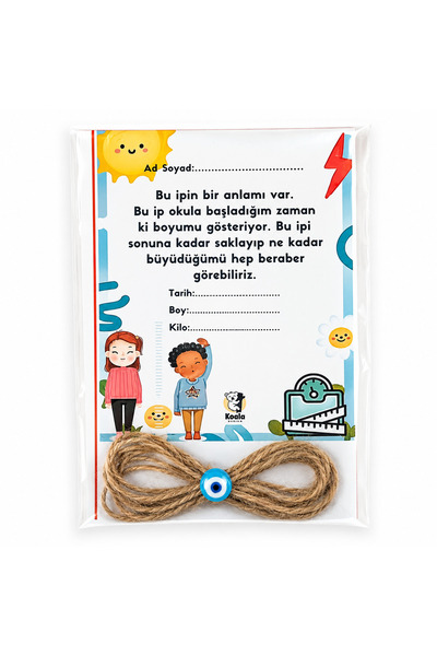 Mapel 10 Adet Okula Başlangıç Boy Ölçüm İpi Hatıra Kartı | İlkokul 1. Sınıf A...