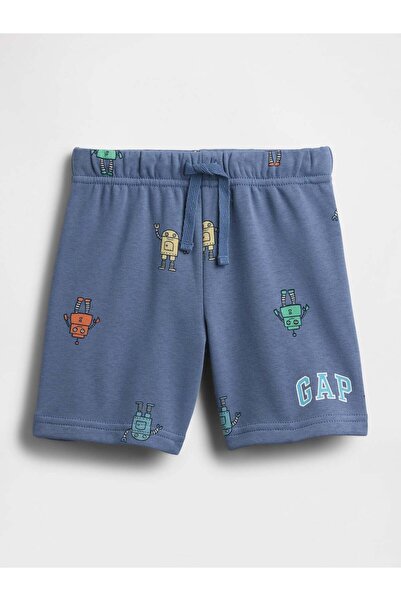 GAP Baby Boy Relaxed French Terry Fabric Logo Pull-On Shorts Navy Blue