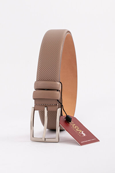 KASVA DERİ Mink Leather Belt Dot Pattern Original Leather Belt 3.5 cm