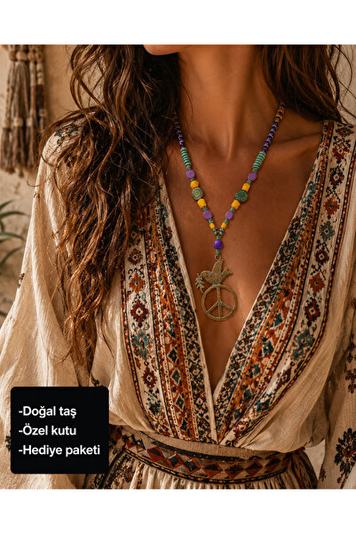 HER ŞEY NOTA www.herseynota.com Bohemian Nymeris Bird Figured Peace Symbol Co...