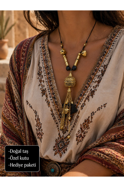 HER ŞEY NOTA www.herseynota.com Liora Nomad Bohemian Tassel Gold Detailed Lon...