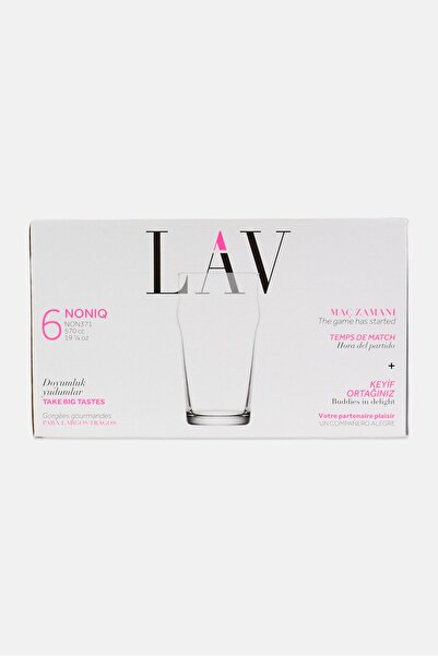 LAV 6 Pieces Noniq Craft Beer Glasses 570ml, Transparent