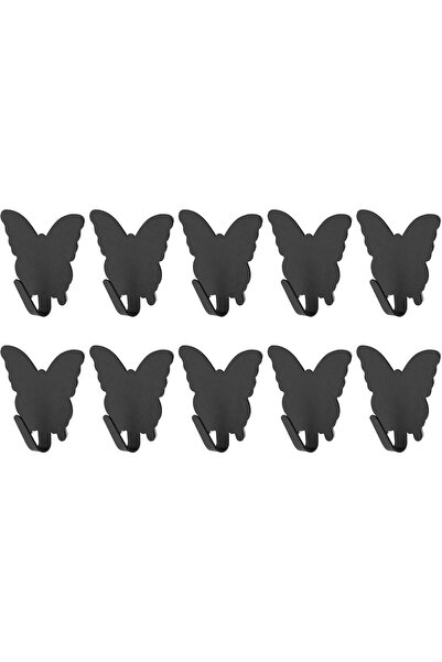 Arabest Hangers,10 Pcs Black Butterfly Wall Hooks,Adhesive Decorative Metal H...