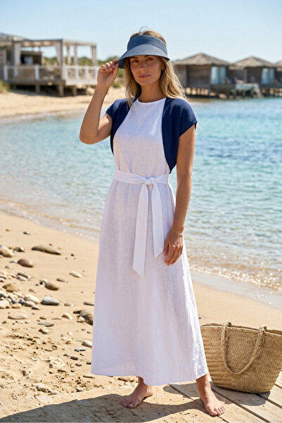 Marina Navy Blue Straw Visor Hat with Elastic Back Hsr2603-6