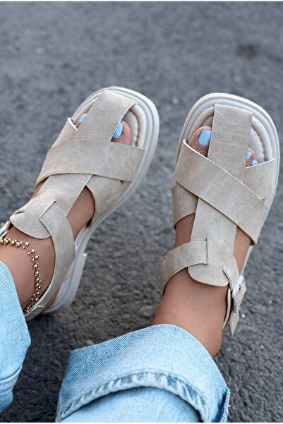 I Love Shoes Evyra Beige Suede Women's Sandals