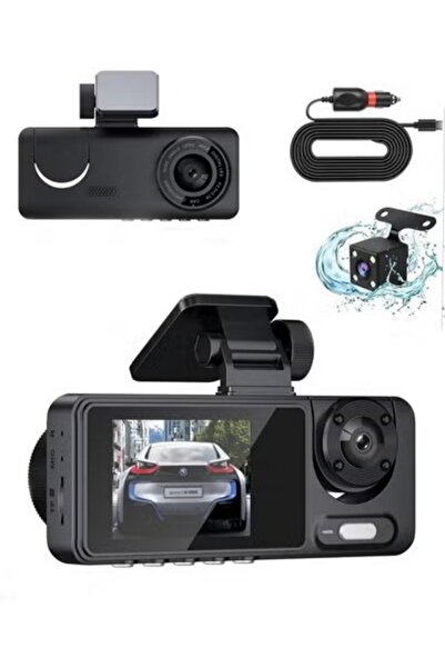 YILUX 3 Channel Car DVR HD 3-Lens Inside Vehicle Dash Camera Three Way Camera...