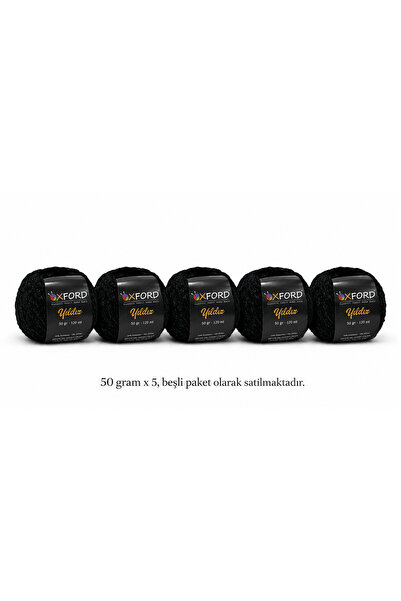 Oxford İplik Oxford Yıldız Pullu İp 5'li Paket Siyah- Siyah Pul