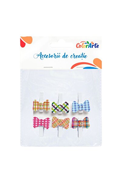 MC Micostore Accesorii creatie - lemn - carlig colorat papion, 10x8cm, set 6 ...