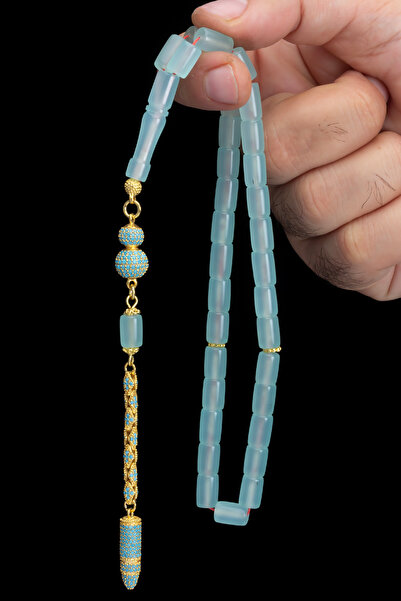 OTTOTESBİH Ice Blue Cut-Off Model Airplane Glass Prayer Beads 7X10 mm - Men's...