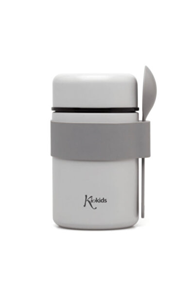 Kiokids Θερμός φαγητού με κουτάλι γκρι 500ml.
