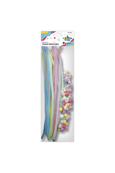 OEM Set de titan, șnururi plușate creative de 30 cm și pompoane pastelate, 75...