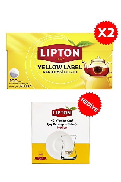 Lipton Yellow Label Demlik Poşet Çay 100lü x 2 Adet + 40. Yıl Tekli Çay Barda...