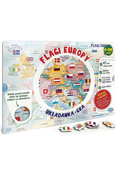OEM Educație: Puzzle-uri cu steaguri europene de la Editura Jako pentru copii 6+