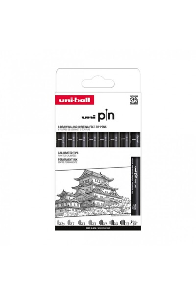 MC Micostore Set 8x Liner UNI PIN-200 ASP010, pe baza de apa, varf 0.03-1.2mm...