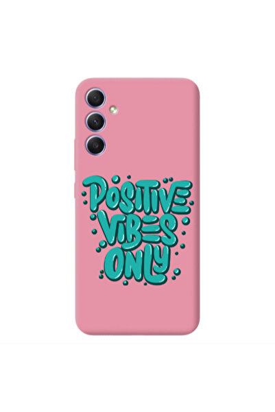 Other Samsung A34 Positive Vibes Only Pink Colored Silicone TPU Θήκη