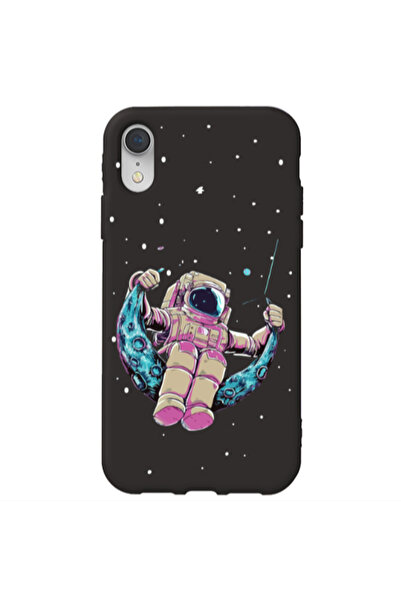 Other Apple iPhone Xr Astronaut swinging on the moon Black Colored Silicone T...