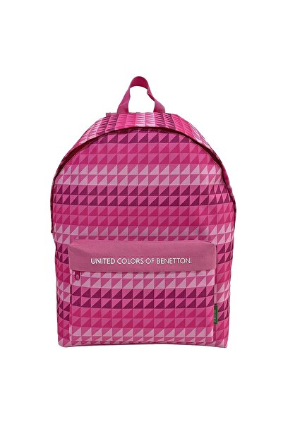 Benetton Ροζ Σακίδιο Πλάτης με Τριγωνικό Σχέδιο United Colors of 41x30x17εκ.