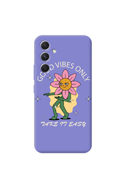 Other Samsung A36 Good Vibes Only Purple Colored Silicone TPU Θήκη