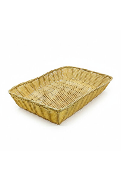 Sunnex Rectangular Poly Rattan Basket 30×22×6 cm – Natural Woven Serving Tray