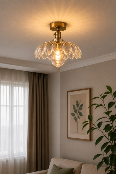 Luna Lighting Petra Model Şeffaf Cam Klasik Sarkıt Plafonyer Avize