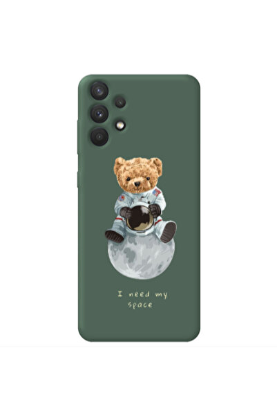 Other Samsung A32 4G Bear in space Dark Green Colored Silicone TPU Θήκη