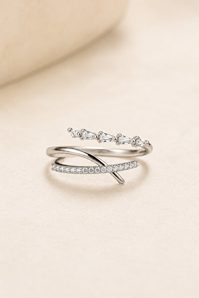 Alexis Carrel Alvin Line Detailed Adjustable Silver Ring